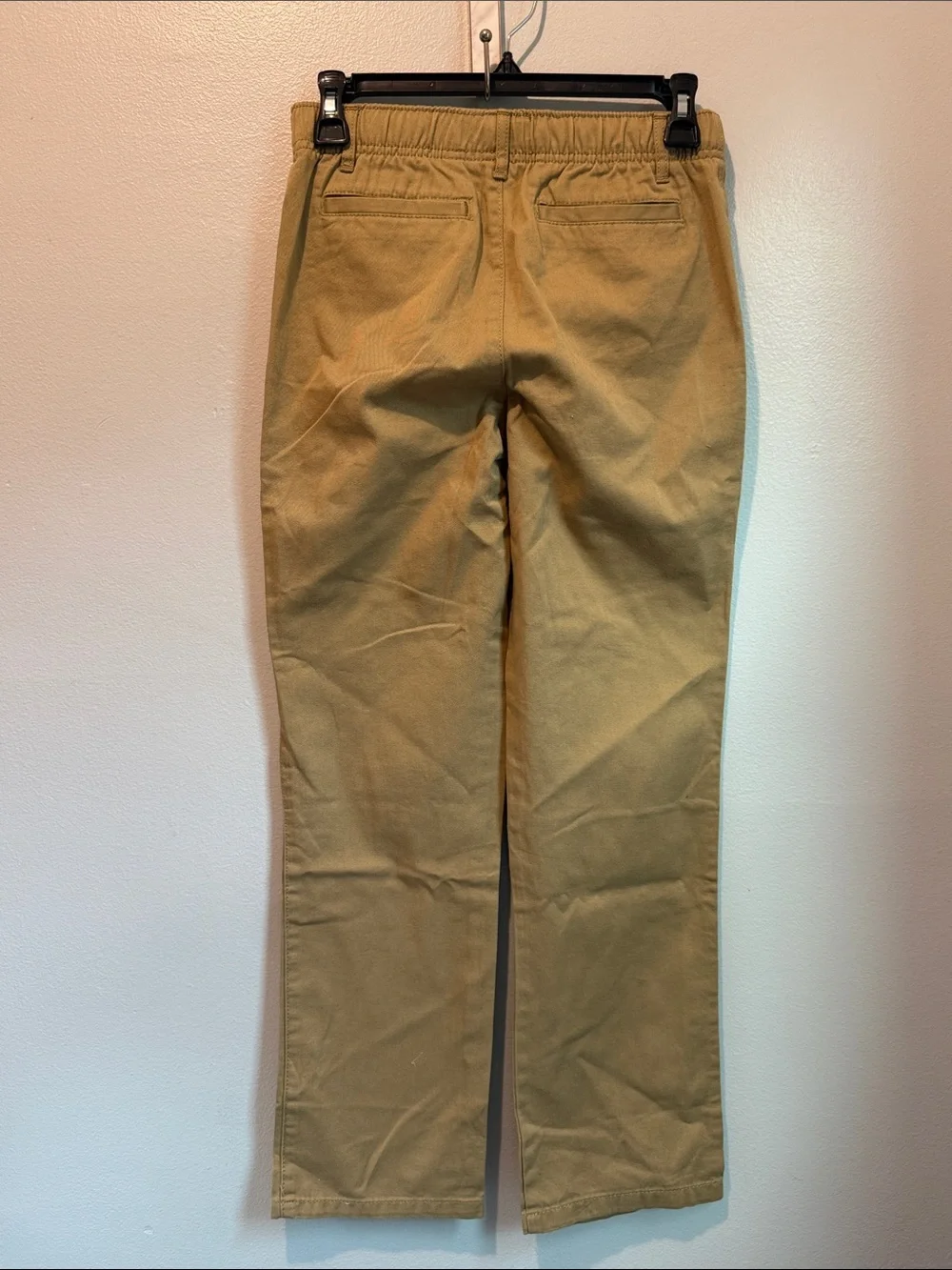 The Children's Place 12 Boys Tan Chino Uniform Pants Pull On Elastic Waist